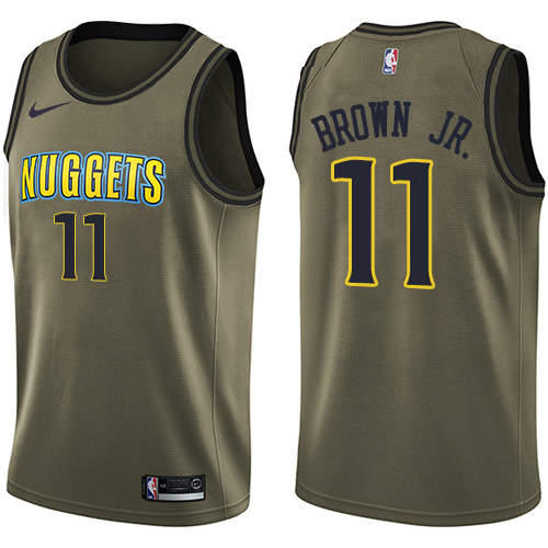 Nuggets #11 Bruce Brown Jr. Green Salute To Service Youth Swingman Jersey
