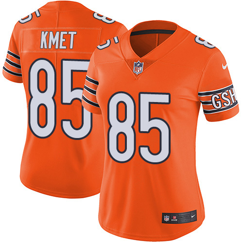 Chicago Bears #85 Cole Kmet Orange Women's Stitched Limited Rush Jersey Womens