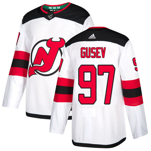 Adidas New Jersey Devils #97 Nikita Gusev White Road Authentic Stitched Jersey Men's