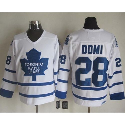 Maple Toronto Maple Leafs #28 Tie Domi White CCM Throwback Stitched Jersey Men's