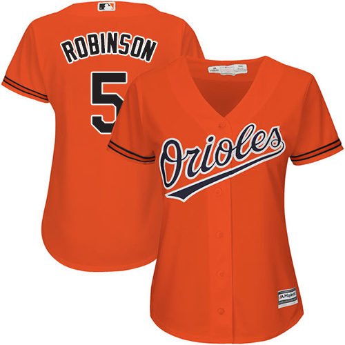 Baltimore Orioles #5 Brooks Robinson Orange Alternate Women's Stitched Jersey Womens