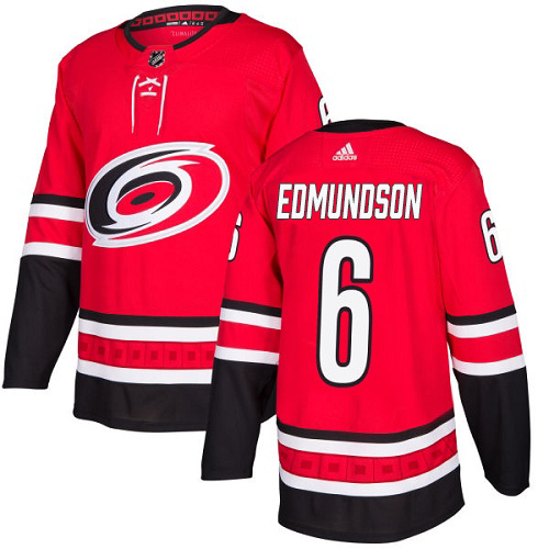 Adidas Carolina Hurricanes #6 Joel Edmundson Red Home Authentic Stitched Jersey Men's