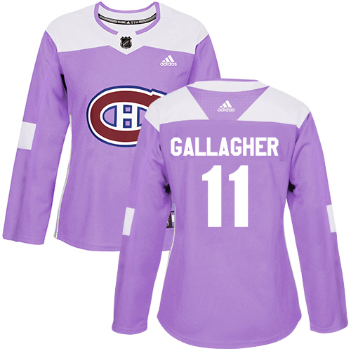 Adidas Montreal Canadiens #11 Brendan Gallagher Purple Authentic Fights Cancer Women's Stitched Jersey Womens