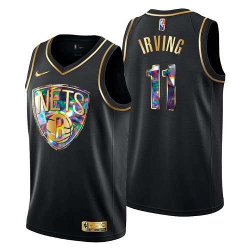 Brooklyn Brooklyn Nets #11 Kyrie Irving Mens Golden Edition Diamond Logo 2021/22 Swingman Jersey - Black Mens