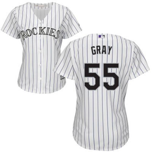 Colorado Rockies #55 Jon Gray White Strip Home Women's Stitched Jersey Womens