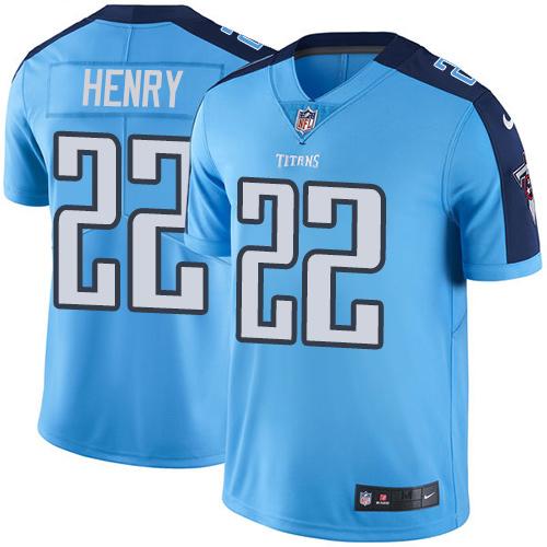 Titans #22 Derrick Henry Light Blue Youth Stitched Limited Rush Jersey