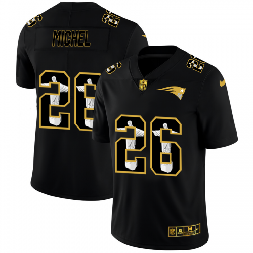 New England New England Patriots #26 Sony Michel Carbon Black Vapor Cristo Redentor Limited Jersey Men's