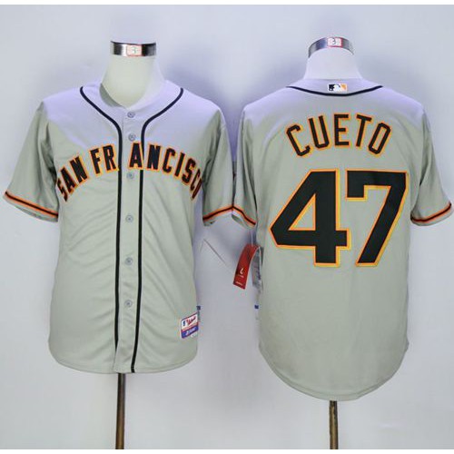 San Francisco Giants #47 Johnny Cueto Grey Cool Base Road Stitched Jersey Men's
