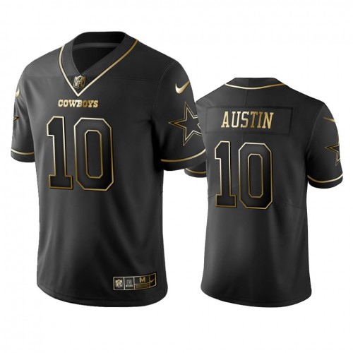 Dallas Cowboys #10 Tavon Austin Black Golden Limited Edition Stitched Jersey Men's