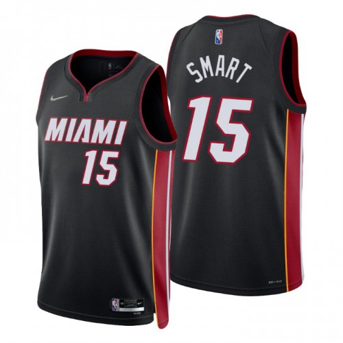 Miami Heat #15 Javonte Smart Black Mens 2021-22 75th Anniversary Diamond Swingman Jersey - Icon Edition Mens