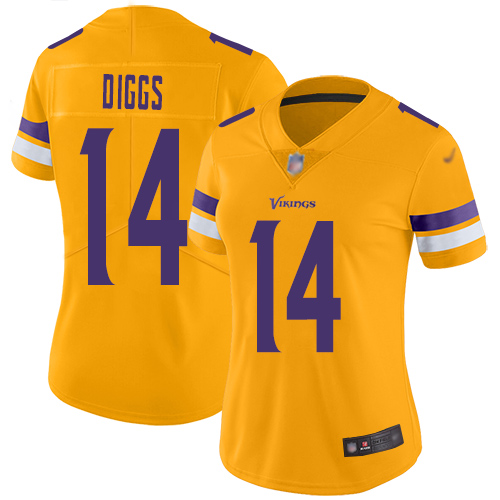 Minnesota Vikings #14 Stefon Diggs Gold Women's Stitched Limited Inverted Legend Jersey Womens