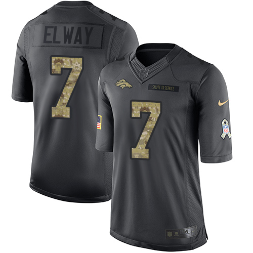 Broncos #7 John Elway Black Men's Stitched Limited 2016 Salute To Service Jersey