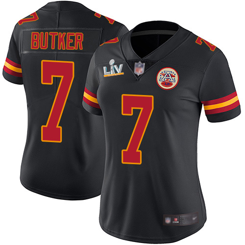 Chiefs #7 Harrison Butker Black Women's Super Bowl LV Bound Stitched Limited Rush Jersey