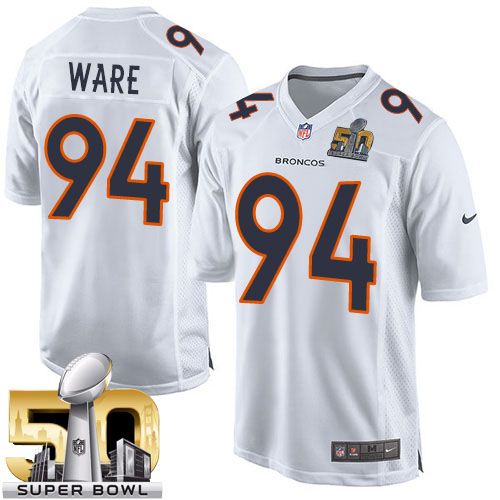 Denver Broncos #94 DeMarcus Ware White Super Bowl 50 Men's Stitched Game Event Jersey Men's