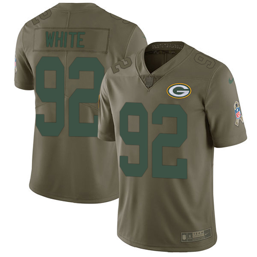 Packers #92 Reggie White Olive Men's Stitched Limited 2017 Salute To Service Jersey