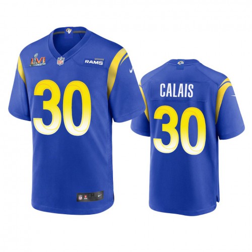 Los Angeles Los Angeles Rams #30 Raymond Calais Men's Super Bowl LVI Patch Game Jersey - Royal Men's