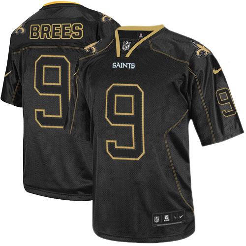 Saints #9 Drew Brees Lights Out Black Men's Stitched Elite Jersey