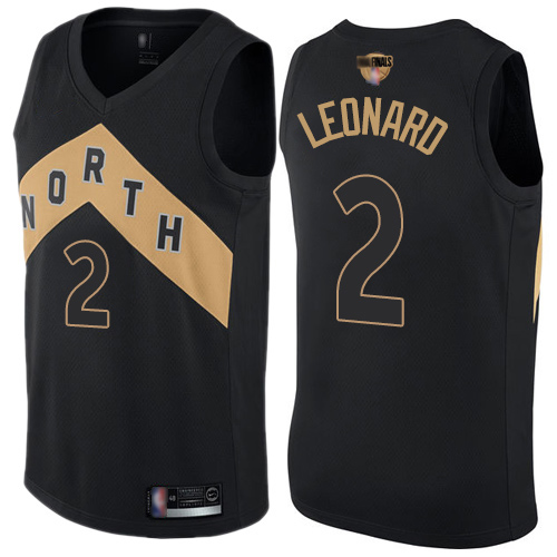 Toronto Raptors #2 Kawhi Leonard Black 2019 Finals Bound Swingman City Edition Jersey Mens