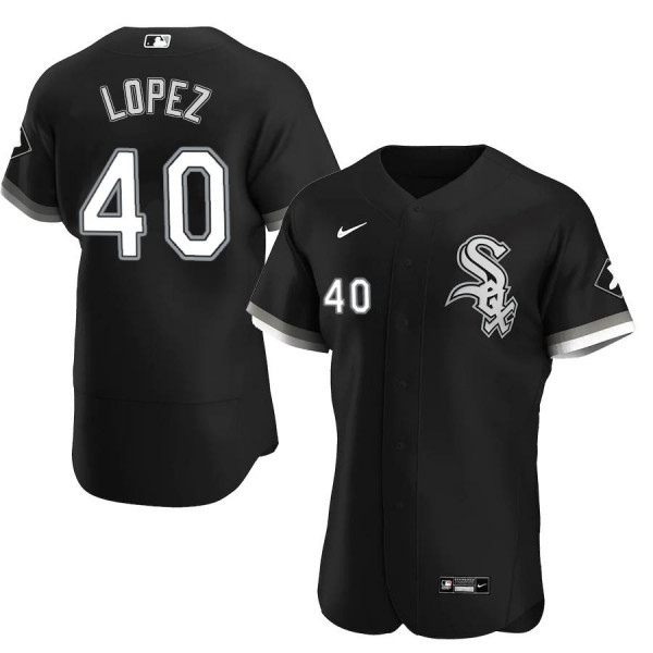 Men's Chicago White Sox 40 Authentic Black 2020 Alternate Reynaldo Lopez Jersey