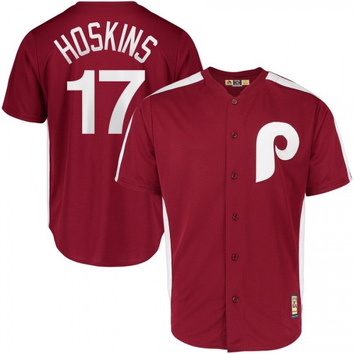 Philadelphia Philadelphia Phillies #17 Rhys Hoskins Majestic 1979 Saturday Night Special Cool Base Cooperstown Player Jersey Maroon Men's