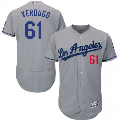 Los Angeles Dodgers #61 Alex Verdugo Grey Flexbase Authentic Collection Stitched Jersey Men's