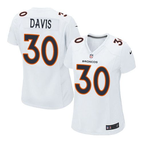 Denver Broncos #30 Terrell Davis White Women's Stitched Game Event Jersey Womens