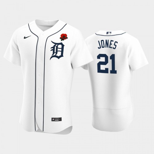 Detroit Detroit Tigers #21 JaCoby Jones Men's Authentic 2021 Memorial Day Jersey - White Men's