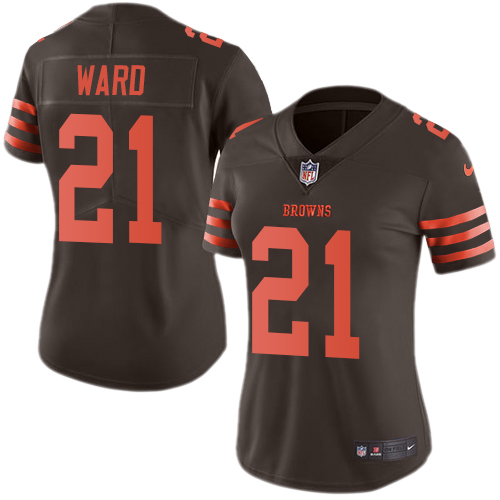 Browns #21 Denzel Ward Brown Women's Stitched Limited Rush Jersey
