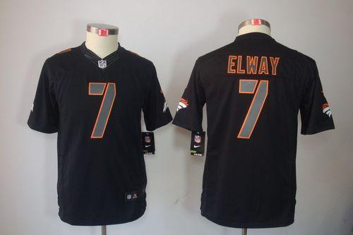 Broncos #7 John Elway Black Impact Youth Stitched Limited Jersey