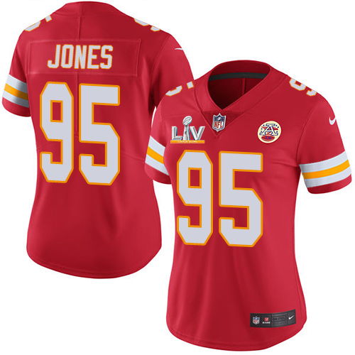 Chiefs #95 Chris Jones Red Team Color Women's Super Bowl LV Bound Stitched Vapor Untouchable Limited Jersey