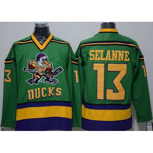 Anaheim Ducks #13 Teemu Selanne Green CCM Throwback Stitched Jersey Men's