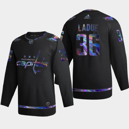 Washington Washington Capitals #36 Paul LaDue Men's Iridescent Holographic Collection Jersey - Black Men's