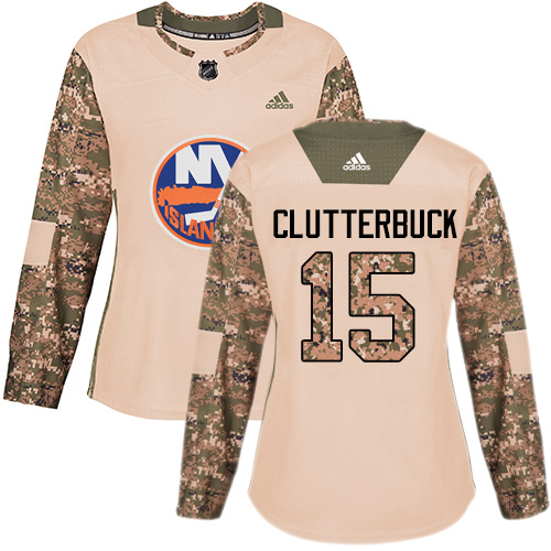 Adidas New York Islanders #15 Cal Clutterbuck Camo Authentic 2017 Veterans Day Women's Stitched Jersey Womens