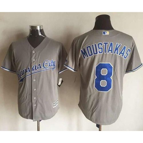 Kansas City Royals #8 Mike Moustakas New Grey Cool Base Stitched Jersey Men's