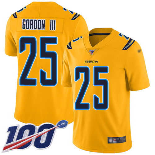 Los Angeles Chargers #25 Melvin Gordon III Gold Youth Stitched Limited Inverted Legend 100th Season Jersey Youth
