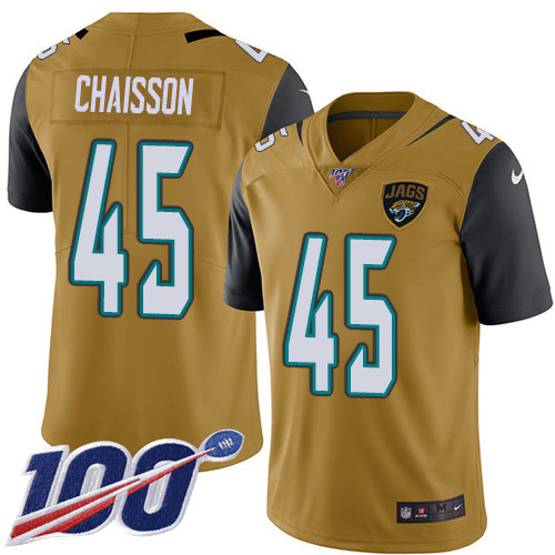 Jacksonville Jaguars #45 K'Lavon Chaisson Gold Youth Stitched Limited Rush 100th Season Jersey Youth