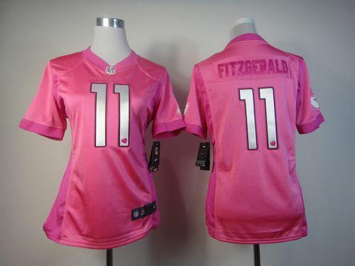 Cardinals #11 Larry Fitzgerald Pink Women's Be Luv'd Stitched Elite Jersey