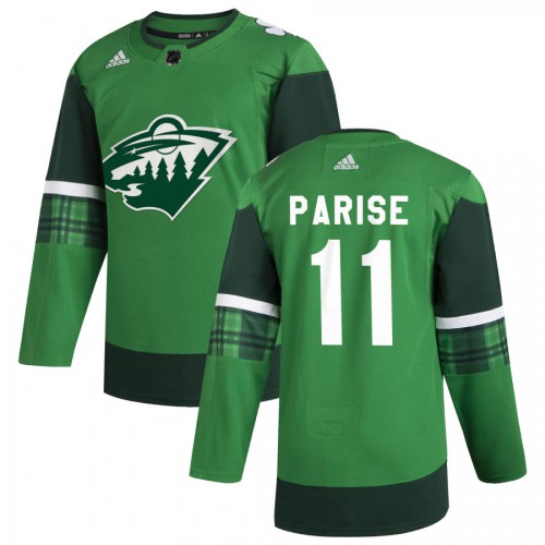 Minnesota Minnesota Wild #11 Zach Parise Men's Adidas 2020 St. Patrick's Day Stitched Jersey Green.jpg.jpg Men's