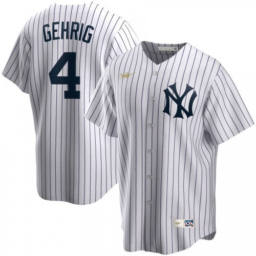 New York New York Yankees #4 Lou Gehrig Home Cooperstown Collection Player Jersey White Men's