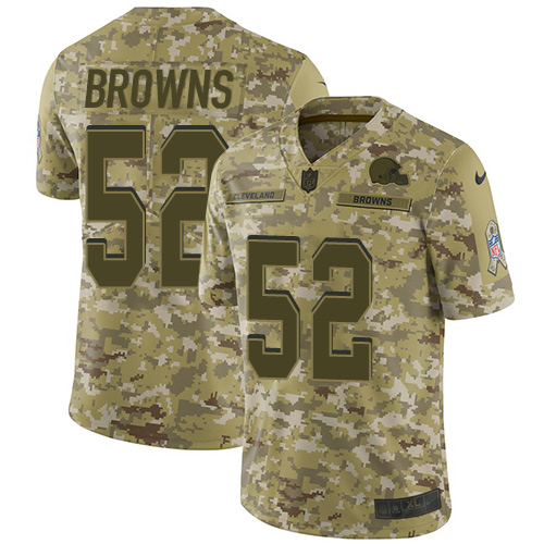 Cleveland Browns #52 Preston Brown Camo Men's Stitched Limited 2018 Salute To Service Jersey Men's
