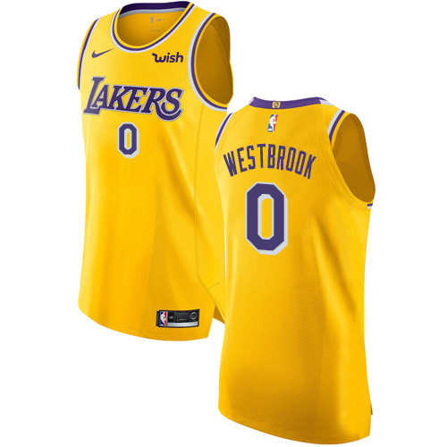 Los Angeles Lakers #0 Russell Westbrook Womens Gold Authentic Icon Edition Jersey Womens
