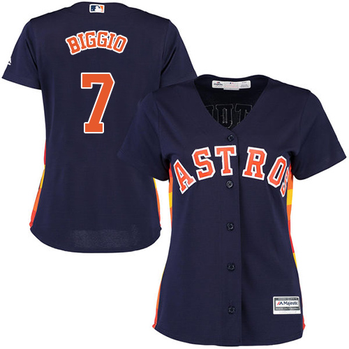 Houston Astros #7 Craig Biggio Navy Blue Alternate Women's Stitched Jersey Womens