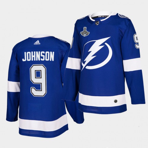 Adidas Tampa Bay Lightning #9 Tyler Johnson Blue Home Authentic 2021 Stanley Cup Champions Jersey Youth