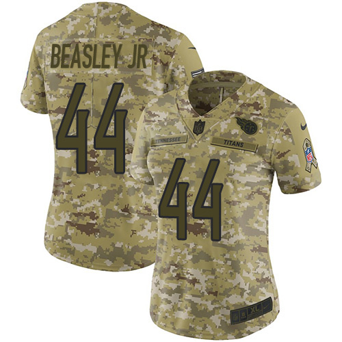 Tennessee Titans #44 Vic Beasley Jr Camo Women's Stitched Limited 2018 Salute To Service Jersey Womens