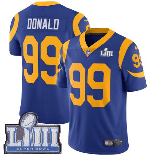 Rams #99 Aaron Donald Royal Blue Alternate Super Bowl LIII Bound Men's Stitched Vapor Untouchable Limited Jersey