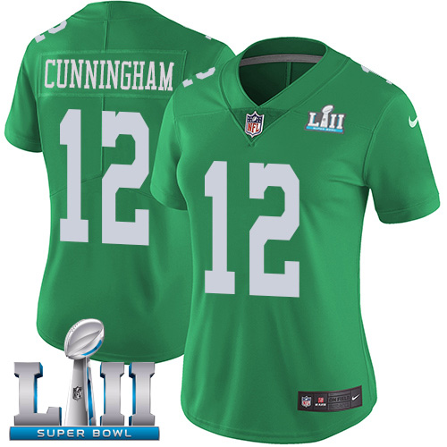 Philadelphia Eagles #12 Randall Cunningham Green Super Bowl LII Women's Stitched Limited Rush Jersey Womens