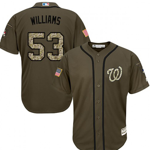 Washington Nationals #53 Austen Williams Green Salute to Service Stitched Youth Jersey Youth