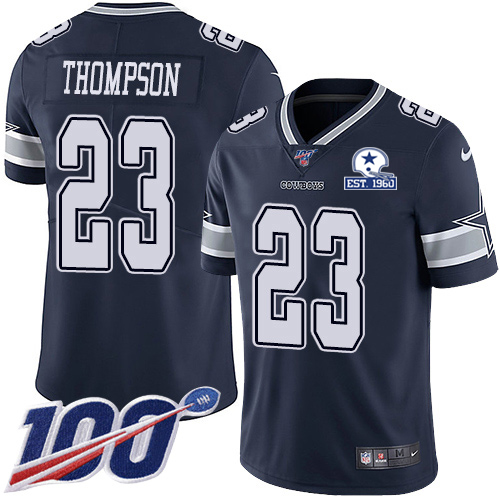 Dallas Cowboys #23 Darian Thompson Navy Blue Team Color Men's Stitched With Established In 1960 Patch 100th Season Vapor Untouchable Limited Jerse