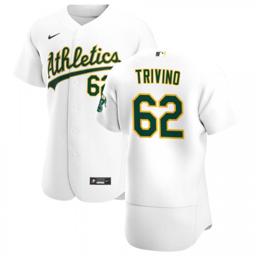 Oakland Oakland Athletics #62 Lou Trivino Men's White Home 2020 Authentic Player Jersey Men's
