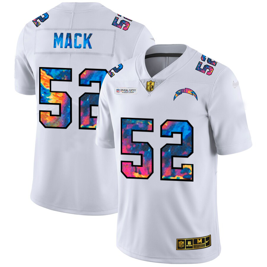 Los Angeles Chargers #52 Khalil Mack Men's White Multi-Color 2020 Crucial Catch Limited Jersey